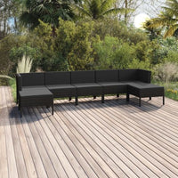 vidaXL 9 pcs conjunto lounge de jardim c/ almofadões vime PE preto