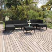 vidaXL 9 pcs conjunto lounge de jardim c/ almofadões vime PE preto