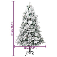 vidaXL Árvore de Natal pré-iluminada c/ flocos neve e pinhas PVC/PE