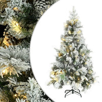 vidaXL Árvore de Natal pré-iluminada c/ flocos neve e pinhas PVC/PE