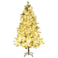 vidaXL Árvore de Natal pré-iluminada c/ flocos neve e pinhas PVC/PE