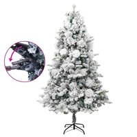 vidaXL Árvore de Natal pré-iluminada c/ flocos neve e pinhas PVC/PE