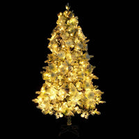vidaXL Árvore de Natal pré-iluminada c/ flocos neve e pinhas PVC/PE