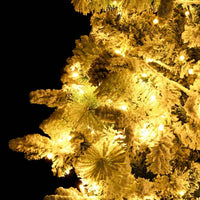 vidaXL Árvore de Natal pré-iluminada c/ flocos neve e pinhas PVC/PE