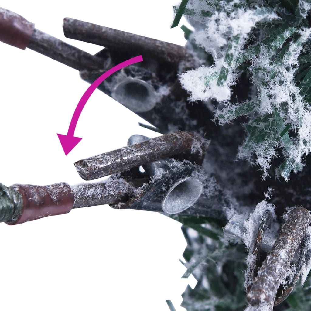 vidaXL Árvore de Natal pré-iluminada c/ flocos neve e pinhas PVC/PE