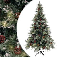vidaXL Árvore Natal pré-iluminada c/ pinhas 120 cm PVC/PE verde/branco