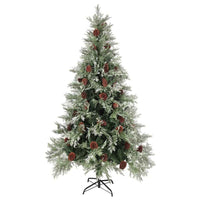 vidaXL Árvore Natal pré-iluminada c/ pinhas 120 cm PVC/PE verde/branco
