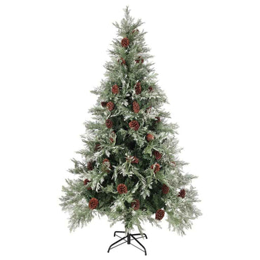 vidaXL Árvore Natal pré-iluminada c/ pinhas 120 cm PVC/PE verde/branco