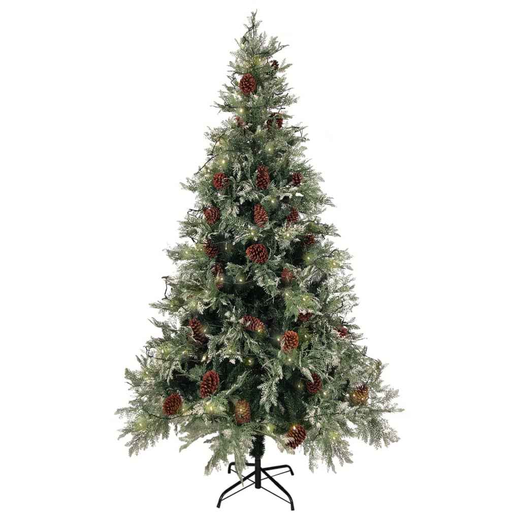 vidaXL Árvore Natal pré-iluminada c/ pinhas 120 cm PVC/PE verde/branco
