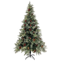vidaXL Árvore Natal pré-iluminada c/ pinhas 120 cm PVC/PE verde/branco