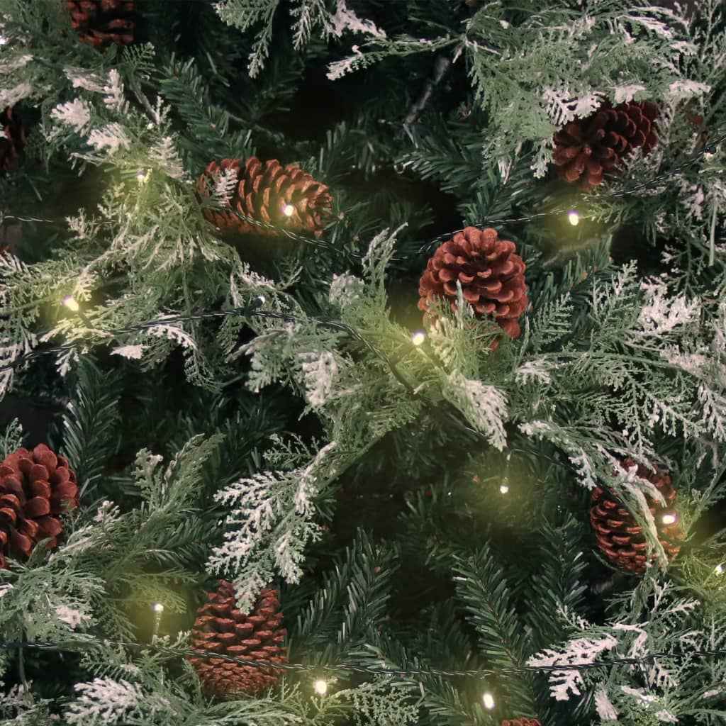 vidaXL Árvore Natal pré-iluminada c/ pinhas 120 cm PVC/PE verde/branco