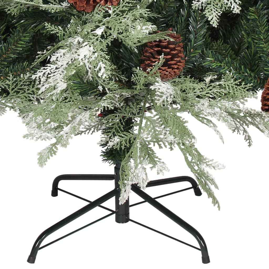 vidaXL Árvore Natal pré-iluminada c/ pinhas 120 cm PVC/PE verde/branco
