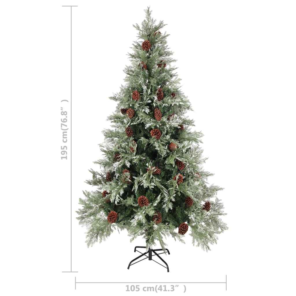 vidaXL Árvore Natal pré-iluminada c/ pinhas 120 cm PVC/PE verde/branco