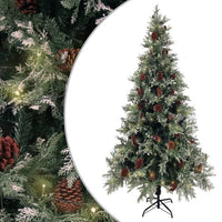 vidaXL Árvore Natal pré-iluminada c/ pinhas 195 cm PVC/PE verde/branco