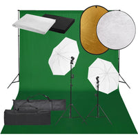 vidaXL Kit estúdio fotográfico c/ conj. de iluminação/fundo/refletor