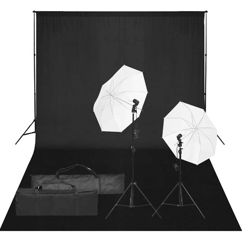 vidaXL Kit de estúdio fotográfico com conjunto de iluminação e fundo