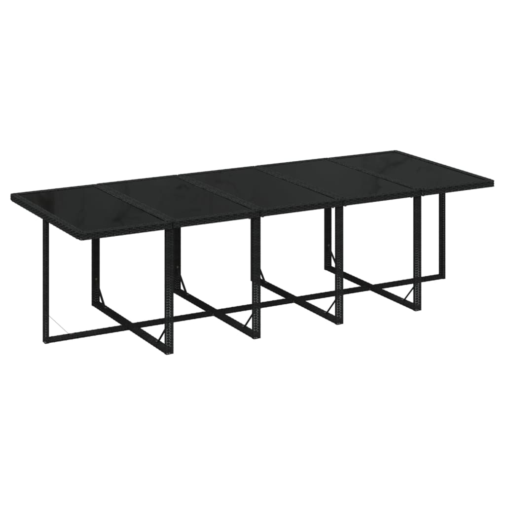 vidaXL 11 pcs conjunto jantar p/ jardim c/ almofadões vime PE preto