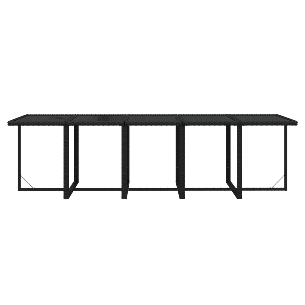 vidaXL 11 pcs conjunto jantar p/ jardim c/ almofadões vime PE preto