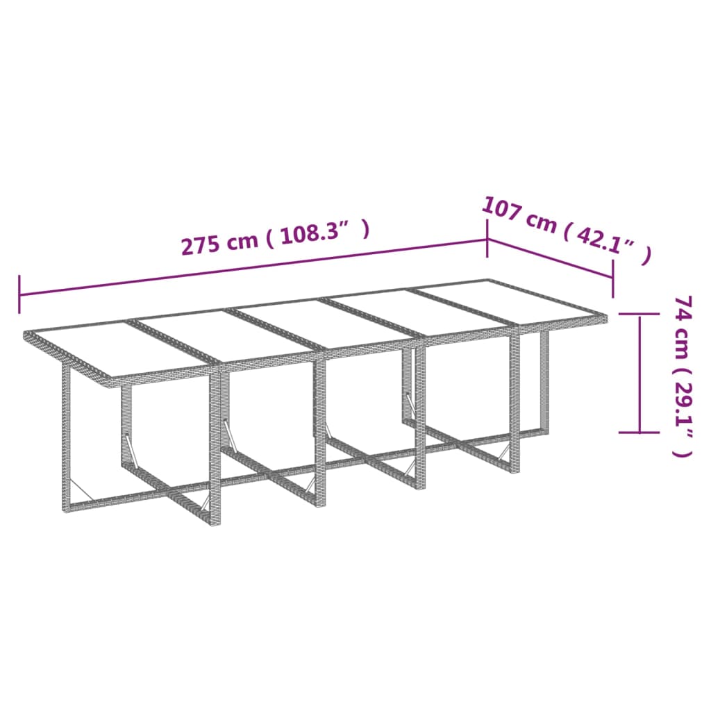 vidaXL 11 pcs conjunto jantar p/ jardim c/ almofadões vime PE preto