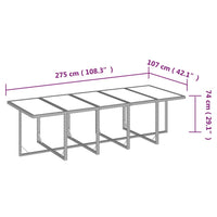 vidaXL 11 pcs conjunto jantar p/ jardim c/ almofadões vime PE preto