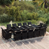 vidaXL 11 pcs conjunto jantar p/ jardim c/ almofadões vime PE preto