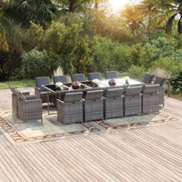 vidaXL 11 pcs conjunto jantar p/ jardim c/ almofadões vime PE preto