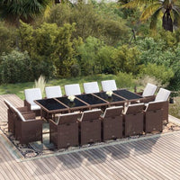 vidaXL 11 pcs conjunto jantar p/ jardim c/ almofadões vime PE preto
