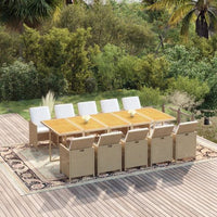 vidaXL 11 pcs conjunto jantar p/ jardim c/ almofadões vime PE preto