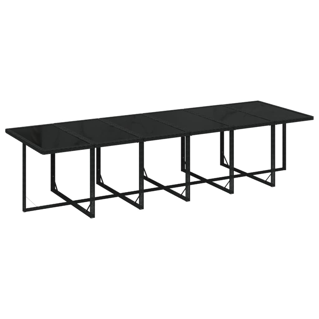 vidaXL 17 pcs conjunto jantar p/ jardim c/ almofadões vime PE preto