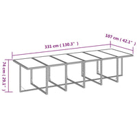vidaXL 17 pcs conjunto jantar p/ jardim c/ almofadões vime PE preto