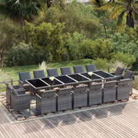 vidaXL 17 pcs conjunto jantar p/ jardim c/ almofadões vime PE preto
