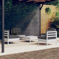 vidaXL 5 pcs conjunto lounge de jardim c/ almofadões cinzentos pinho