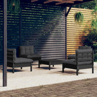 vidaXL 5 pcs conjunto lounge de jardim c/ almofadões cinzentos pinho