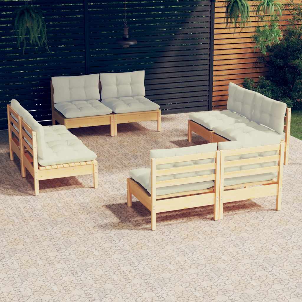 vidaXL 8 pcs conjunto lounge de jardim + almofadões cinza pinho
