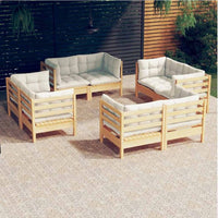 vidaXL 8 pcs conjunto lounge de jardim + almofadões cinza pinho