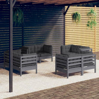 vidaXL 8 pcs conjunto lounge de jardim + almofadões cinza pinho