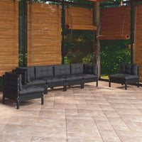 vidaXL 7 pcs conjunto lounge de jardim + almofadões cinza pinho maciço