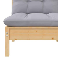 vidaXL 7 pcs conjunto lounge de jardim + almofadões cinza pinho maciço