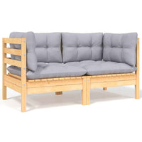 vidaXL 7 pcs conjunto lounge de jardim + almofadões cinza pinho maciço