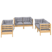 vidaXL 6pcs conjunto lounge de jardim c/ almofadões cinza pinho maciço