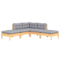 vidaXL 5 pcs conjunto lounge de jardim c/ almofadões cinza pinho