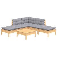vidaXL 6 pcs conjunto lounge de jardim c/ almofadões cinza pinho