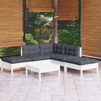 vidaXL 6 pcs conjunto lounge de jardim c/ almofadões cinza pinho
