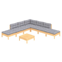 vidaXL 8 pcs conjunto lounge de jardim c/ almofadões cinza pinho