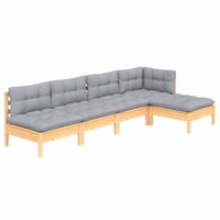 vidaXL 5 pcs conjunto lounge de jardim c/ almofadões cinzentos pinho