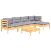 vidaXL 6 pcs conjunto lounge de jardim c/ almofadões cinza pinho