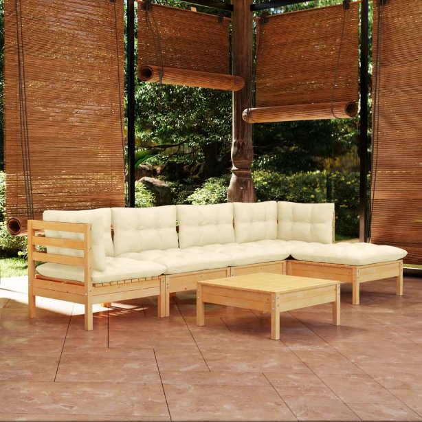 vidaXL 6 pcs conjunto lounge de jardim c/ almofadões cinza pinho