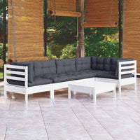 vidaXL 6 pcs conjunto lounge de jardim c/ almofadões cinza pinho