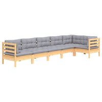 vidaXL 6 pcs conjunto lounge de jardim c/ almofadões cinza pinho