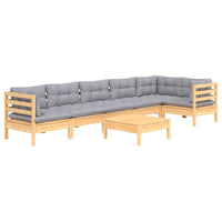 vidaXL 7 pcs conjunto lounge de jardim c/ almofadões cinza pinho